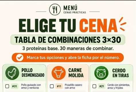 Elige una combinación para tu cena